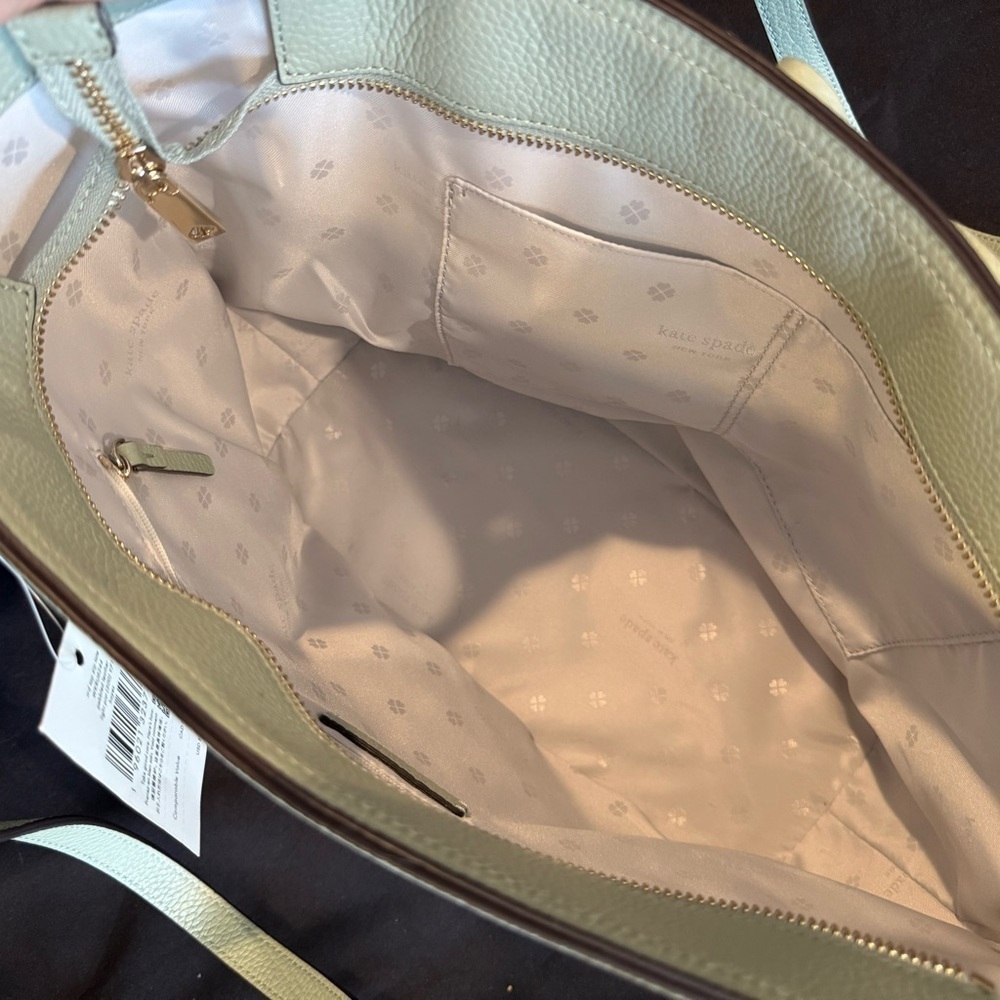 Kate Spade medium mint pebbled leather zip tote NWT - Picture 14 of 15